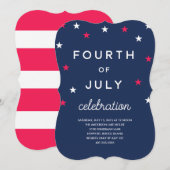 Invitation Stars et Stripes 4 juillet (Devant / Derrière)
