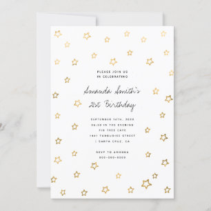 Invitation Stars Faux Gold Foil Moderne Adulte fête d'anniver