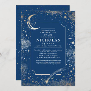 Invitation Stars In Love Mémoire Funeral Remembrance Service