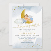 Invitation Stars Lune Bleu Ciel Envoyé Blonde Baby shower (Devant)