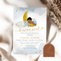 Stars Moon Bleu Africain Angel Baby shower garçon