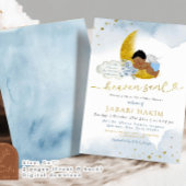 Invitation Stars Moon Bleu Africain Angel Baby shower garçon