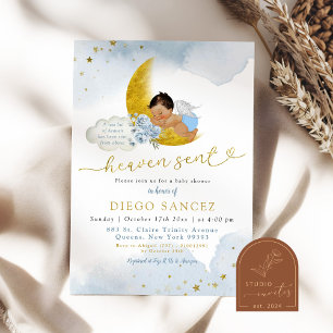 Invitation Stars Moon Blue Heaven envoyé Baby shower mexicain
