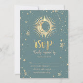 Invitation Stars Solaire Or Celestin Étoiles Mint Green RSVP (Devant)