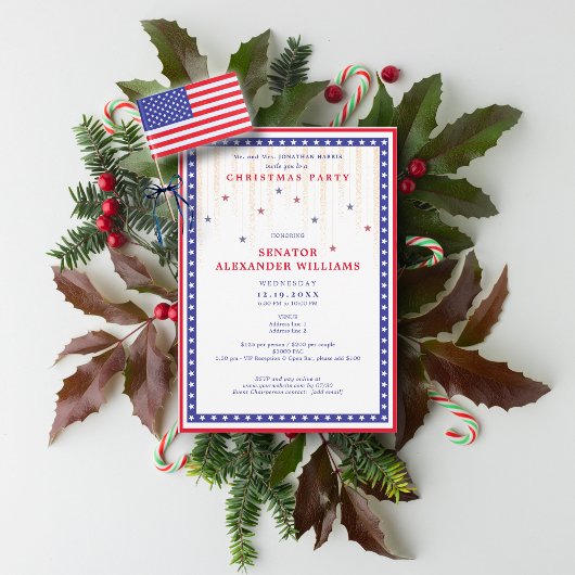 Invitation Stars & Stripes American Flag Holiday Fundraiser