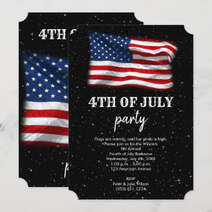Invitation Stars Stripes Drapeau américain patriotique 4 juil