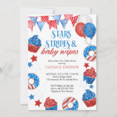 Invitation Stars Stripes et .. Baby shower du 4 juillet (Devant)