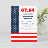 Invitation Stars & Stripes Flag 4th Of July Graduation BBQ (Debout devant)