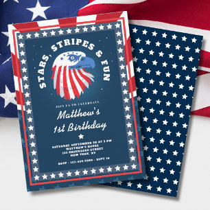 Invitation Stars Stripes & Fun Tous Américains 1er Anniversai