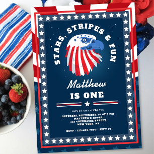 Invitation Stars Stripes & Fun Tous Américains 1er Anniversai