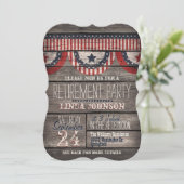 Invitation Stars & Stripes Rustic Wood Retirement Party (Debout devant)