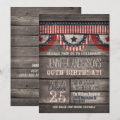 Invitation Stars & Stripes, Rustique Adulte Ado Anniversaire (Devant / Derrière)