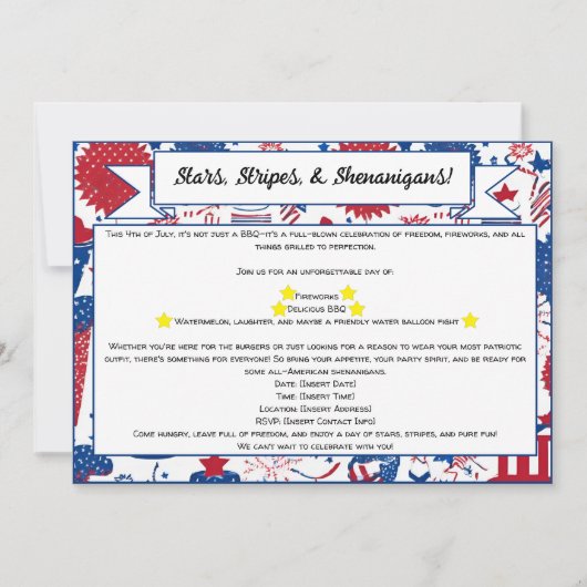 Invitation Stars, Stripes, & Shenanigans (Devant)