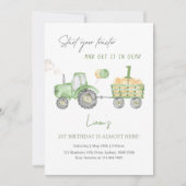 Invitation Start Your Tractor 1st Birthday Party (Devant)