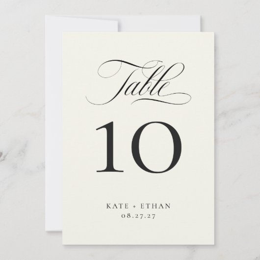 Invitation STATELY CALLIGRAPHY Table Number Card (Dos)