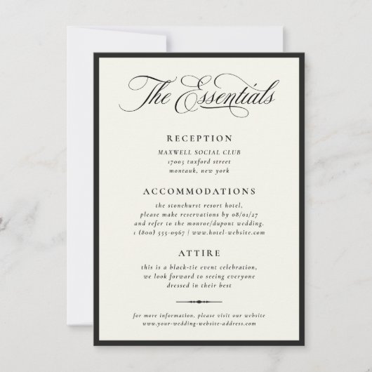 Invitation Stately Calligraphy Wedding Details Card (Devant)