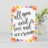 Invitation Station de crème glacée enseigne fleurie abordable (Debout devant)