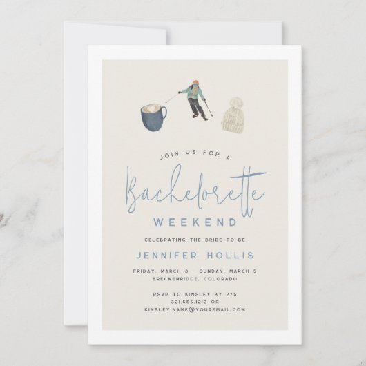 Invitation Station de ski d'hiver Bachelorette Week-end Itiné (Devant)
