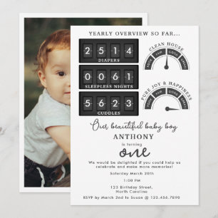 Invitation Statistiques de photo drôle de premier anniversair