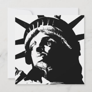Invitation Statue d'Art Pop Noir & Blanc de la Liberté