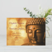 Invitation Statue de Bouddha avec Mariage Bokeh Doré (Debout devant)