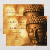 Invitation Statue de Bouddha avec Mariage Bokeh Doré (Devant / Derrière)