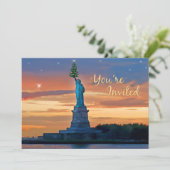 Invitation Statue de la Liberté avec sapin de Noël invité (Debout devant)