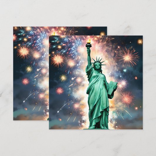 Invitation Statue De La Liberté Feu D'Indépendance, (Devant / Derrière)