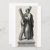 Invitation Statue de Saint André Apôtre avec croix (Devant / Derrière)