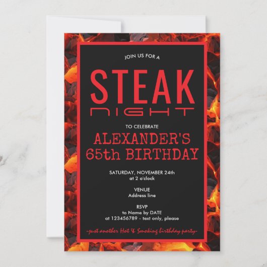 Invitation Steak Night Neighbority BBQ Grill Anniversaire (Devant)