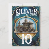 Invitation Steampunk Blue Copper fête d'anniversaire (Devant)