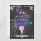 Invitation Steampunk Chalkboard fête d'anniversaire (Devant)