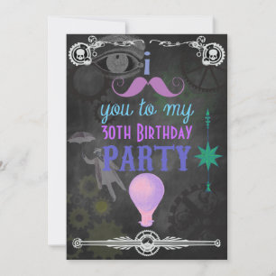 Invitation Steampunk Chalkboard fête d'anniversaire