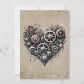 Invitation Steampunk Coeur des engrenages Mariage (Dos)