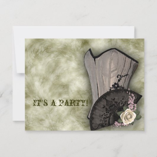 Invitation Steampunk Corset and Fan Goth Wedding (Devant)