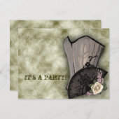 Invitation Steampunk Corset and Fan Goth Wedding (Devant / Derrière)