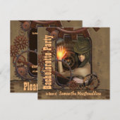 Invitation Steampunk fille bachelorte (Devant / Derrière)