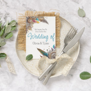 Invitation Steampunk, Fleurs blanches et Mariage de plumes