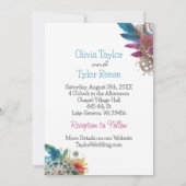 Invitation Steampunk, Fleurs blanches et Mariage de plumes (Dos)