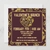 Invitation Steampunk Gears Heart Valentines Day (Devant)