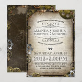 Invitation Steampunk Gears Mariage victorien Vintage Invitati (Devant / Derrière)