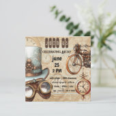 Invitation Steampunk Goggings Vélo Top Hat Horloges Fête (Debout devant)