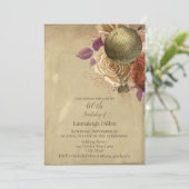 Invitation Steampunk Golden Hot Air Balloon Floral Anniversai (Debout devant)