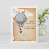 Invitation Steampunk Hot Air Balloon Réception Mariage (Debout devant)
