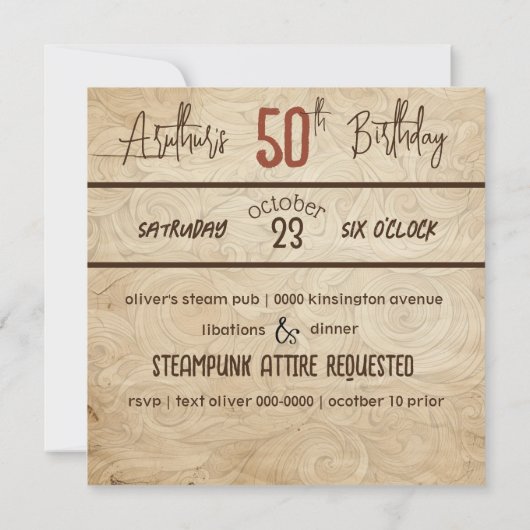 Invitation Steampunk | Papillon Monarque | Anniversaire du cu (Dos)