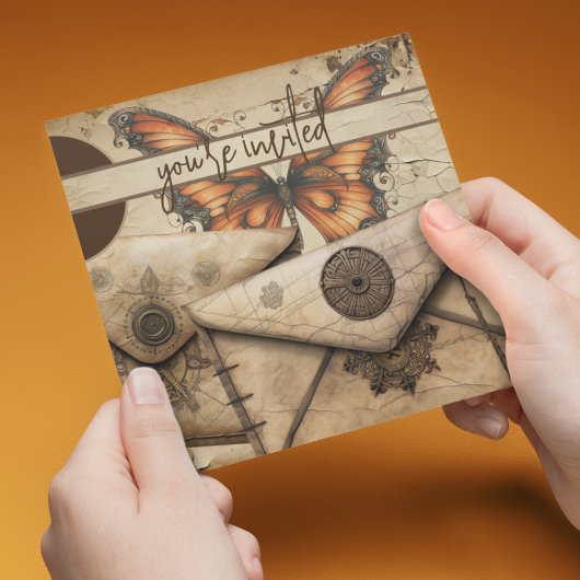 Invitation Steampunk | Papillon Monarque | Anniversaire du cu