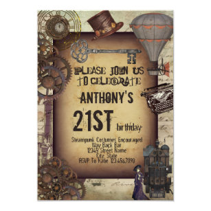 Invitations Faire Part Cartes Anniversaire Steampunk Zazzle Be