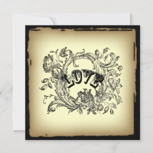 Invitation steampunk pastel jaune fleurit tourbillons victori