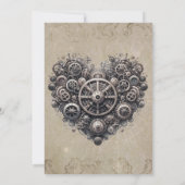 Invitation Steampunk Retro Heart of Gears Mariage (Dos)