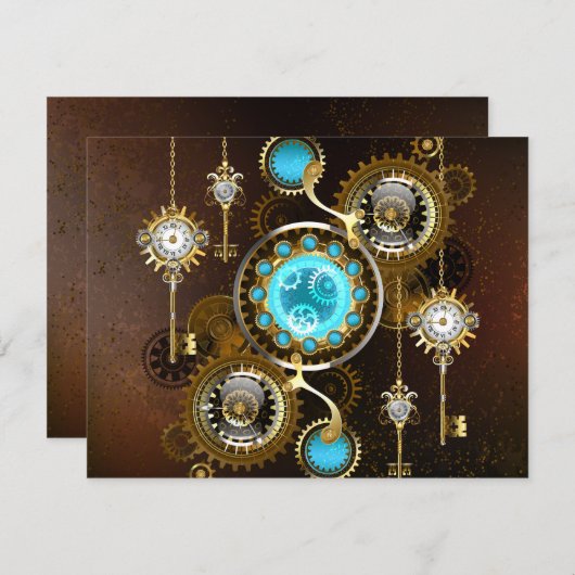 Invitation Steampunk Rusty Background (Devant / Derrière)